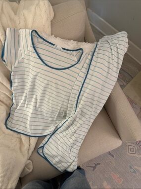 LAKE striped pajama set, pants and short sleeve top